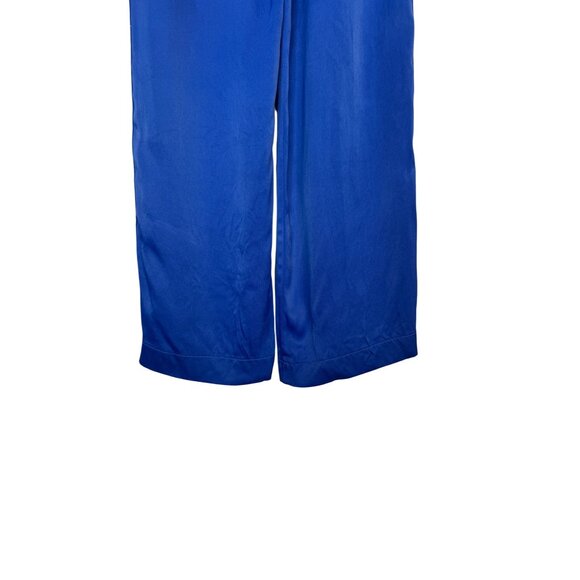 Zara XS Royal Blue Satiny Blend Wide-Leg Pants Elastic Waistband & Front Pockets - Picture 13 of 16